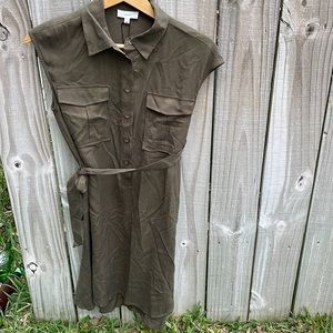 A Loves A Green Leaf Sleeveless Shirt Utility Dress Sz S NWT